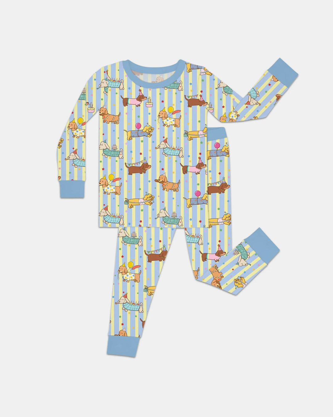 Custom Name Birthday Dachshund Bamboo Two Piece Long Sleeve Pajama Set