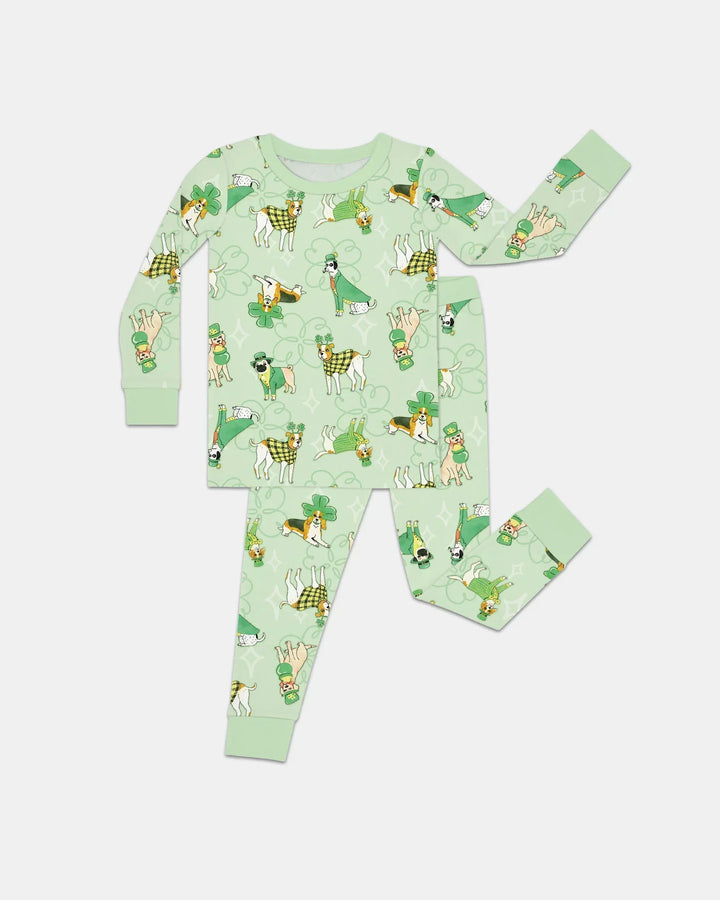St. Patrick's Day Puppies Two Piece Long Sleeve Pajama Set
