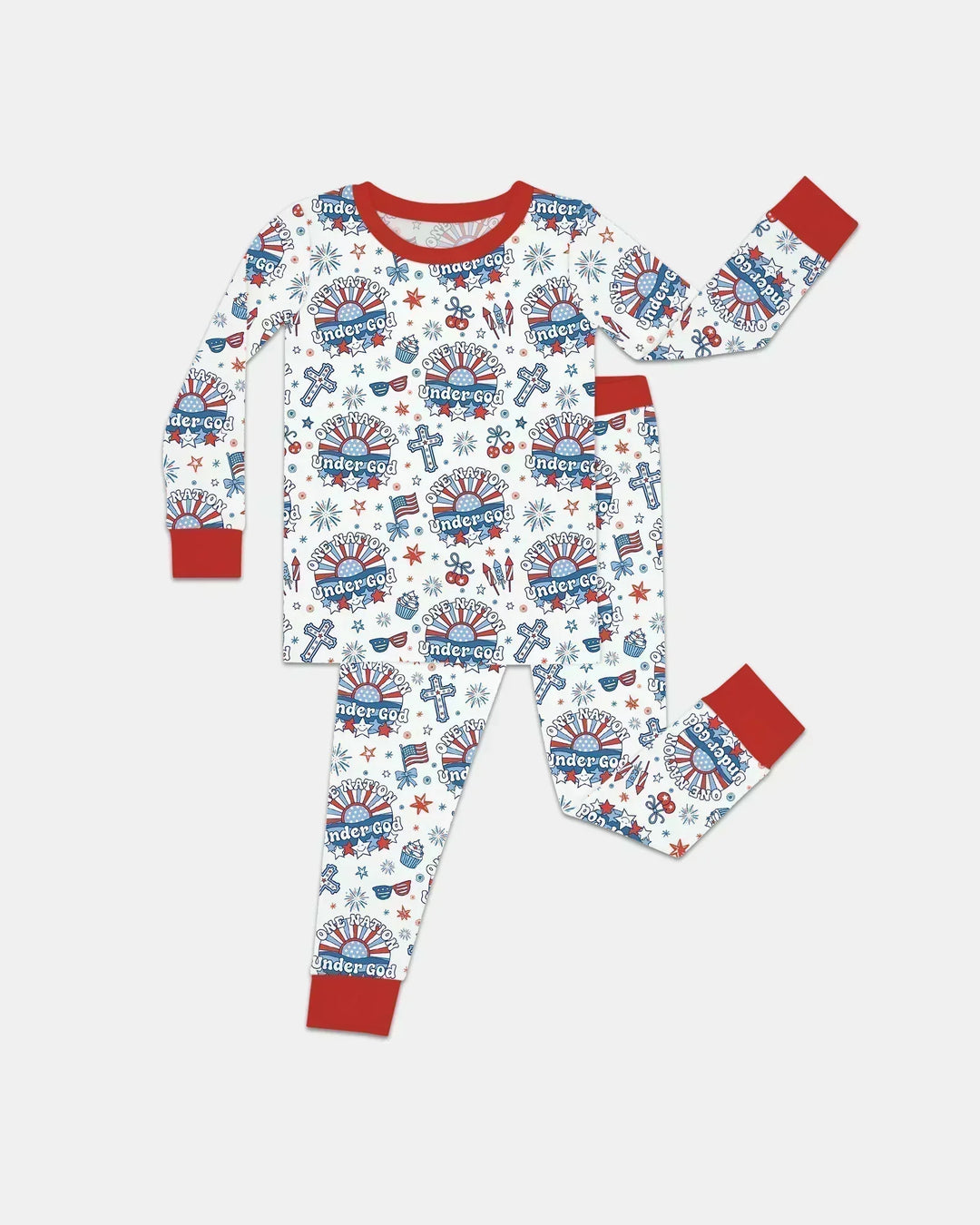 One Nation Under God Family Matching Bamboo Two Piece Long Sleeve Pajama Set