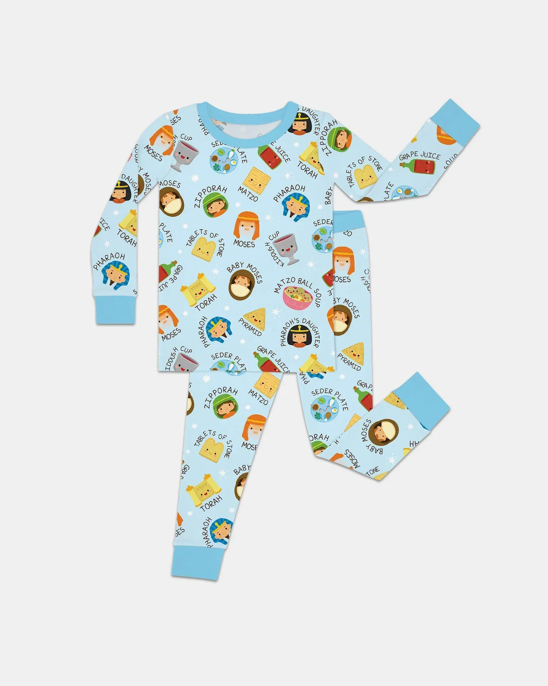 Cute Passover Characters Two Piece Long Sleeve Pajama Set