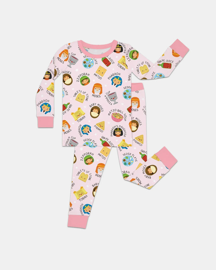 Cute Passover Characters Two Piece Long Sleeve Pajama Set