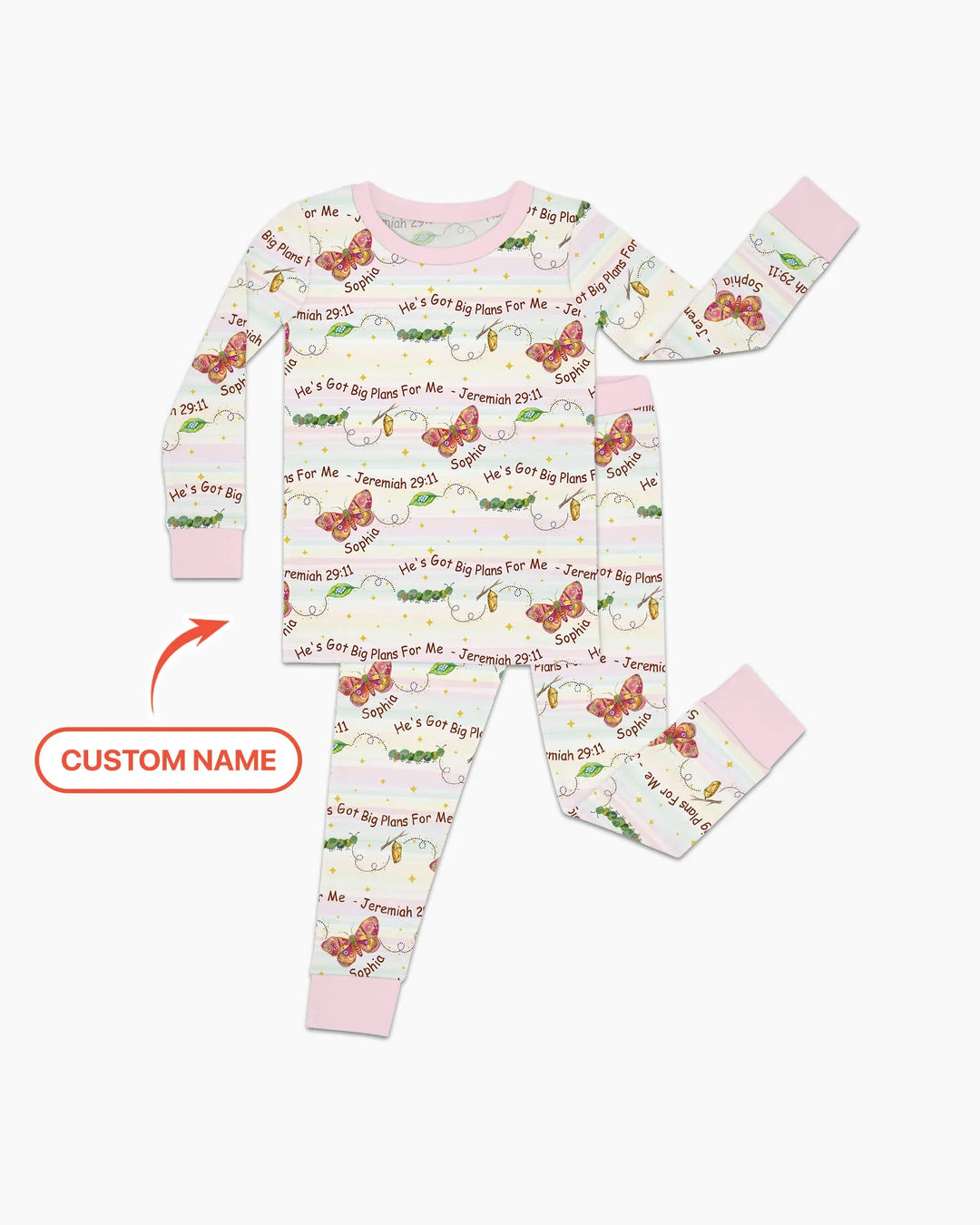 Custom Name He's Got Big Plans For Me  Bamboo Two Piece Long Sleeve Pajama Set