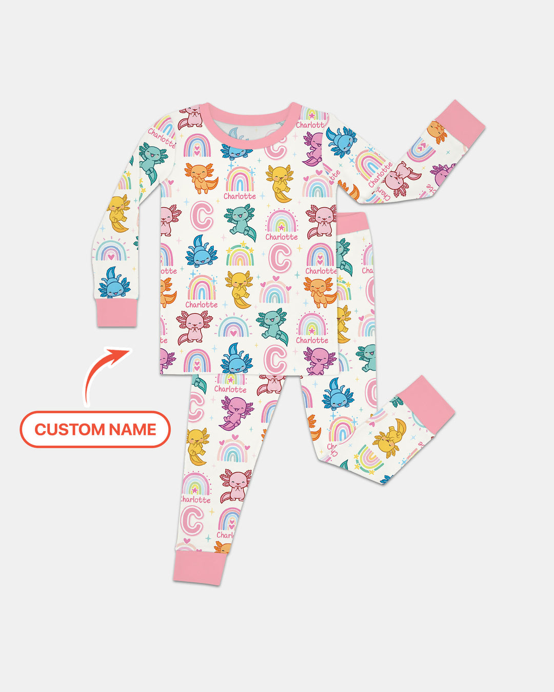 Axololt Custom Name Two Piece Long Sleeve Pajama Set