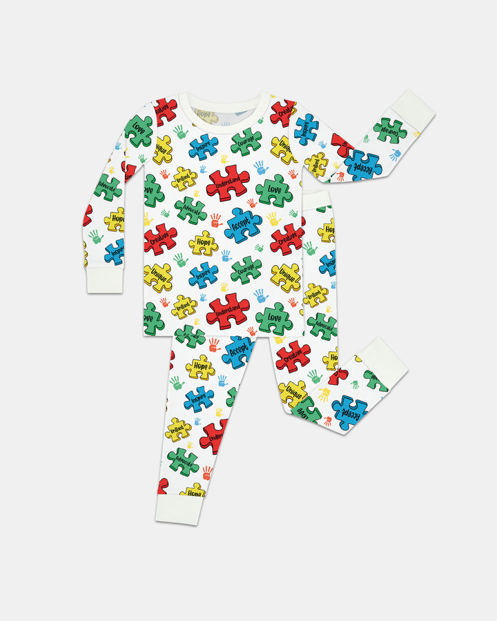 Puzzle You Are Two Piece Long Sleeve Pajama Set