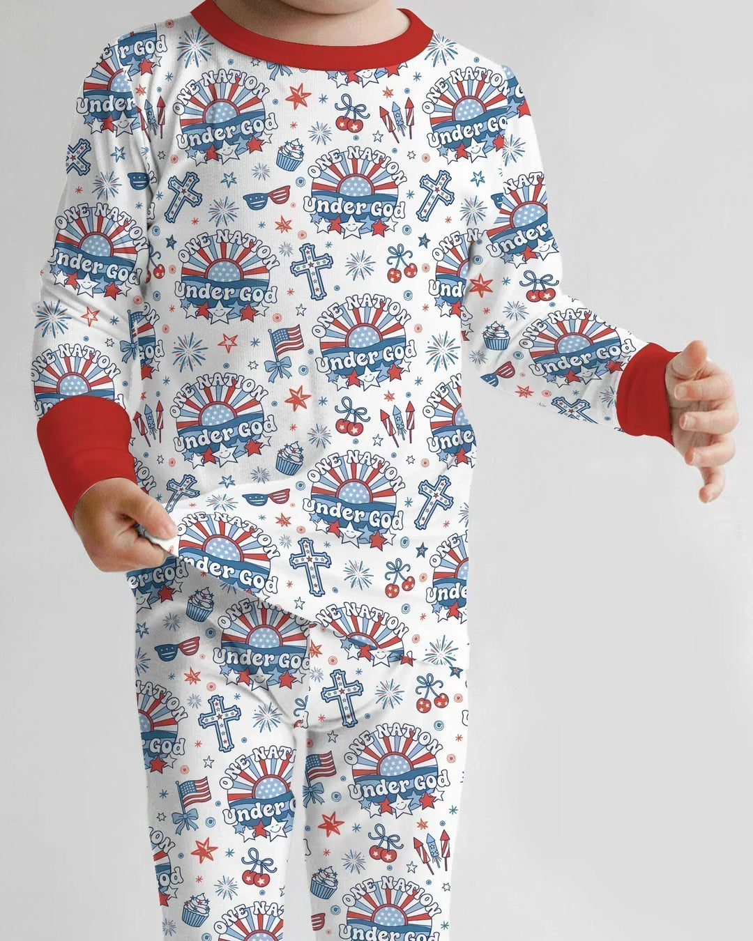 One Nation Under God Family Matching Bamboo Two Piece Long Sleeve Pajama Set