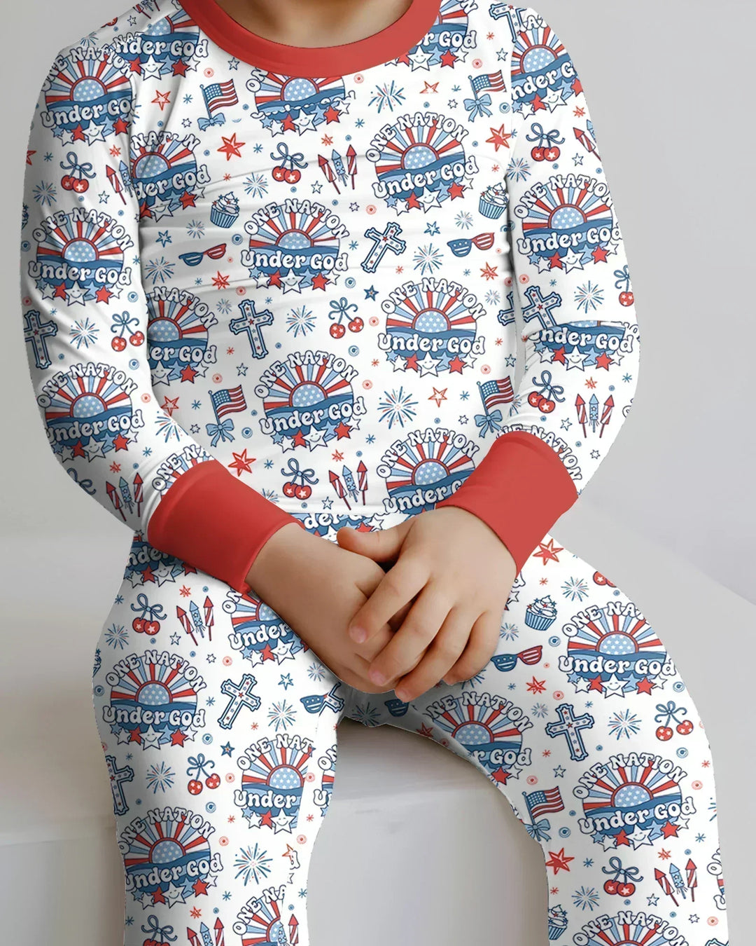 One Nation Under God Family Matching Bamboo Two Piece Long Sleeve Pajama Set