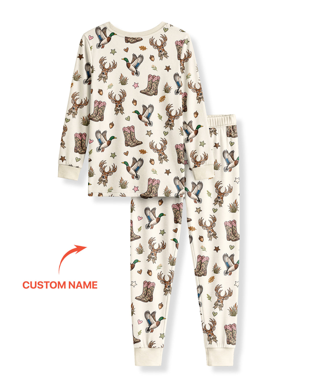 Custom Name Preppy Camo Bow  Bamboo Two Piece Long Sleeve Pajama Set