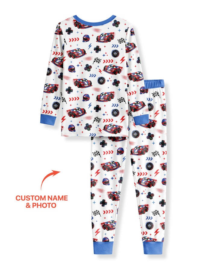 Kids Racing Car Bamboo Two Piece Long Sleeve Pajama Set