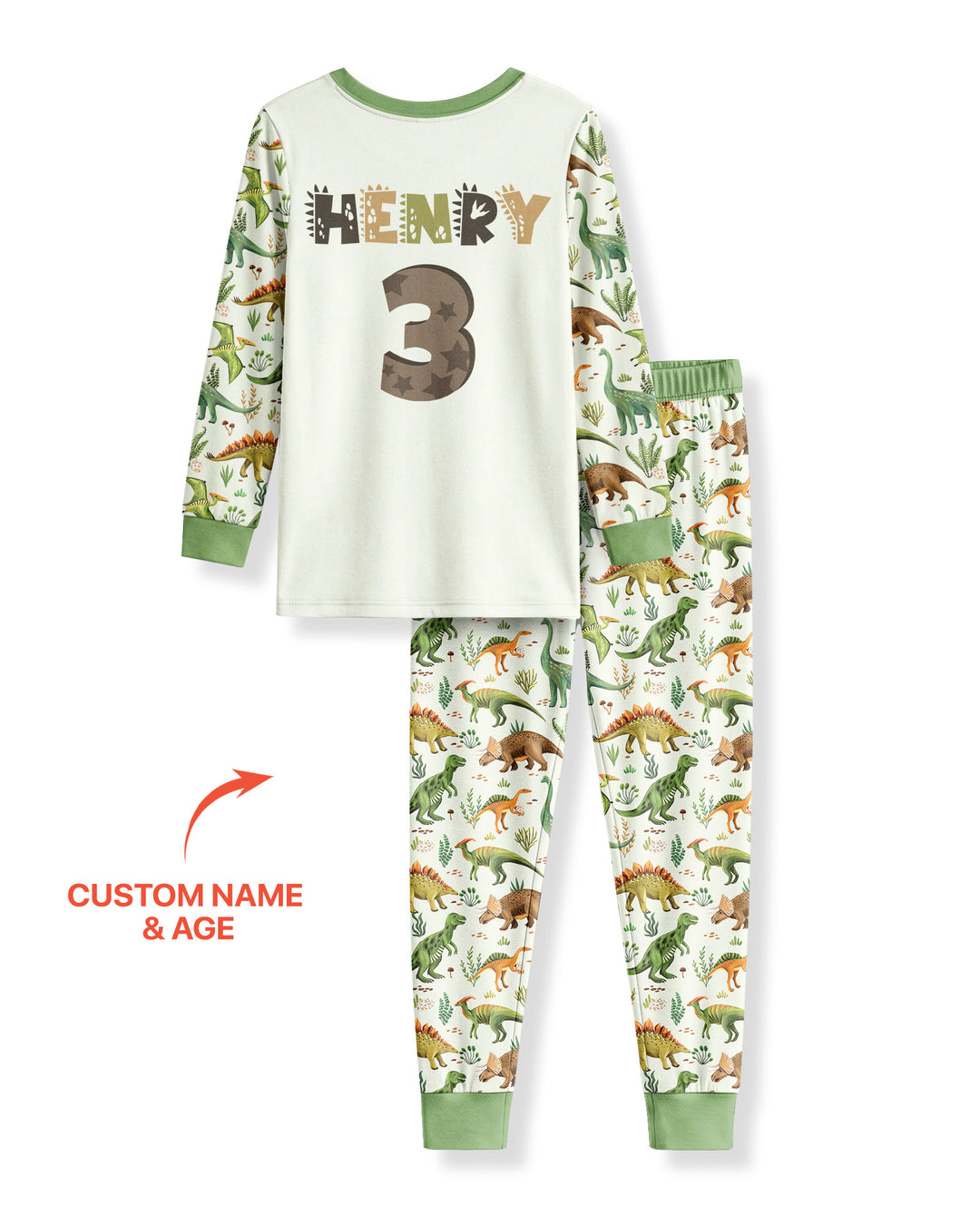 Dinosaur Birthday Boy Bamboo Two Piece Long Sleeve Pajama Set