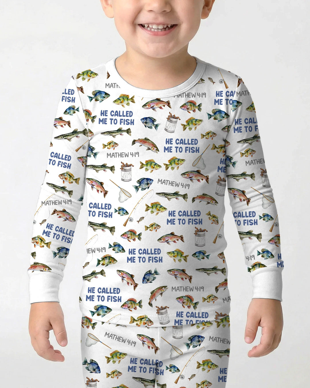 He Called Me To Fish Daddy & Me Matching Bamboo Two Piece Long Sleeve Pajama Set