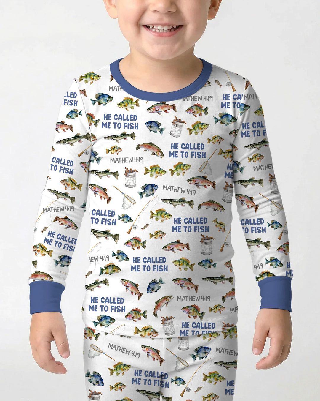 He Called Me To Fish Daddy & Me Matching Bamboo Two Piece Long Sleeve Pajama Set
