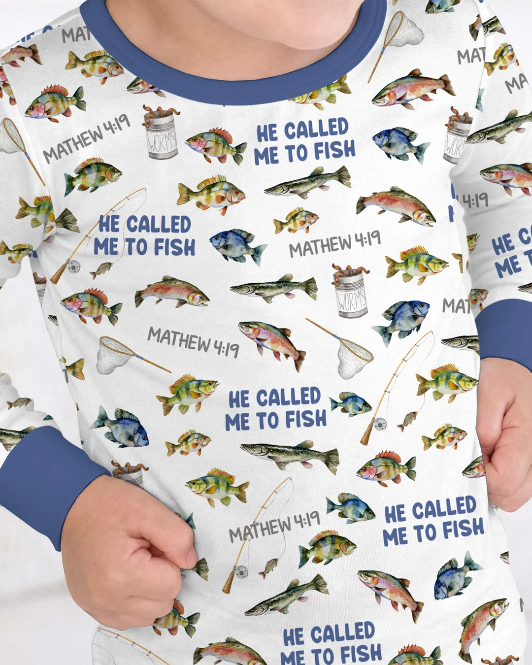 He Called Me To Fish Daddy & Me Matching Bamboo Two Piece Long Sleeve Pajama Set