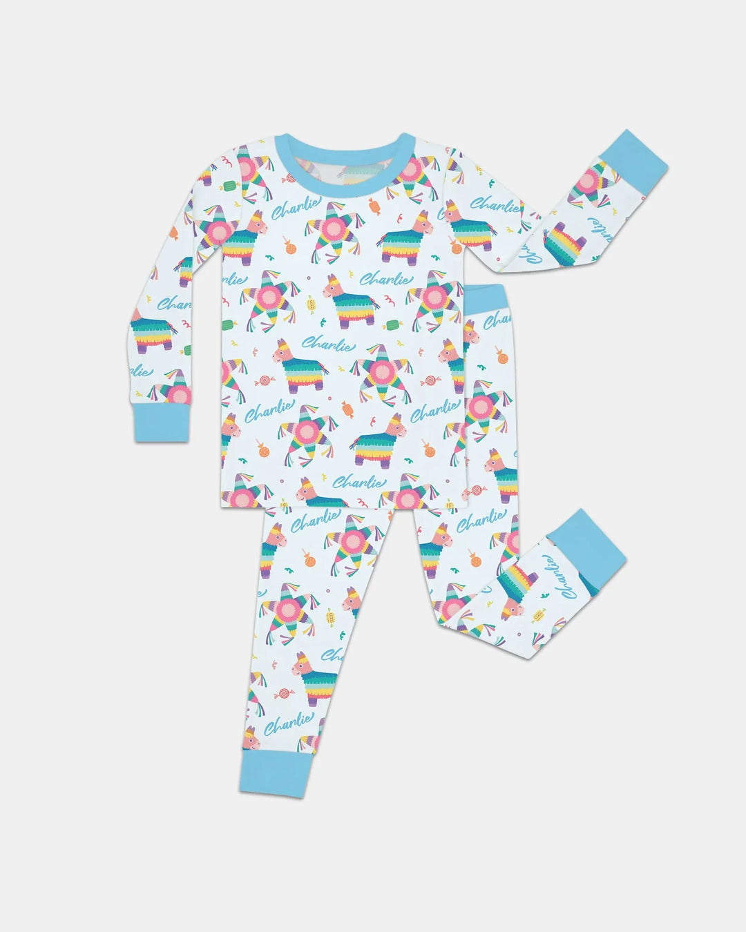 Custom Name Smash the Pinata Bamboo Two Piece Long Sleeve Pajama Set