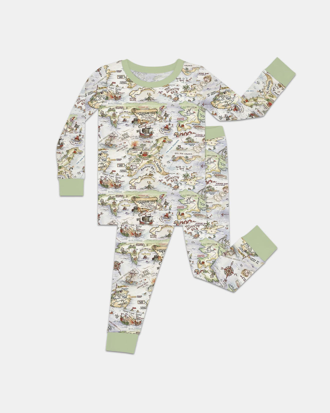 Pirate Treasure Map Daddy & Baby Matching Bamboo Two Piece Long Sleeve Pajama Set