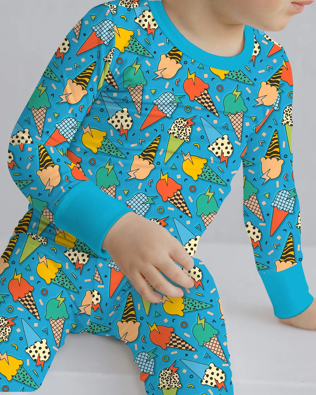 Summer Retro Ice Creams Family Matching Bamboo Two Piece Long Sleeve Pajama Set