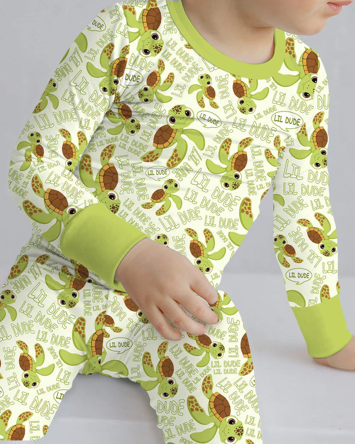 Father and Son Turtle Bamboo Two Piece Long Sleeve Pajama Set
