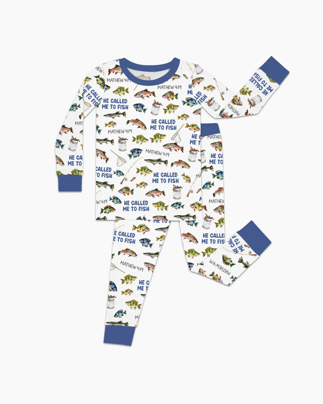 He Called Me To Fish Daddy & Me Matching Bamboo Two Piece Long Sleeve Pajama Set