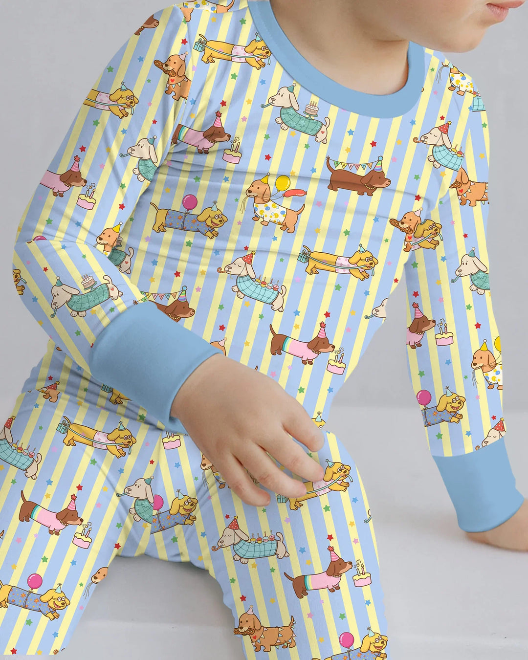 Custom Name Birthday Dachshund Bamboo Two Piece Long Sleeve Pajama Set