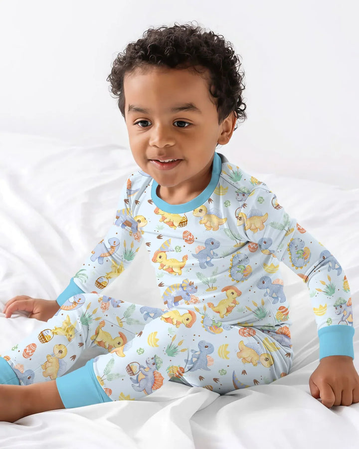 Dino Easter Two Piece Long Sleeve Pajama Set
