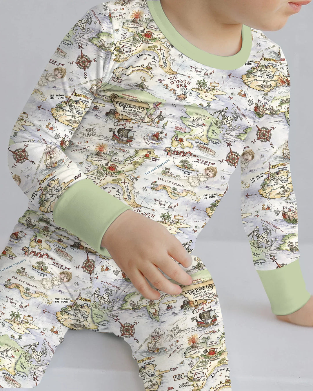 Pirate Treasure Map Daddy & Baby Matching Bamboo Two Piece Long Sleeve Pajama Set