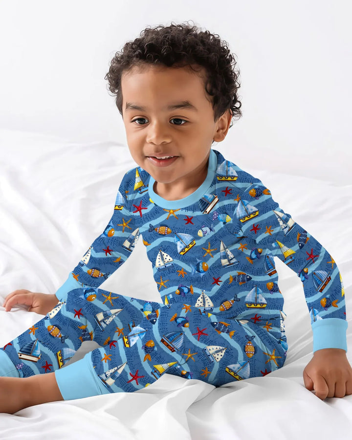 Zweiteiliges Langarm-Pyjama-Set mit Sommerfrüchten