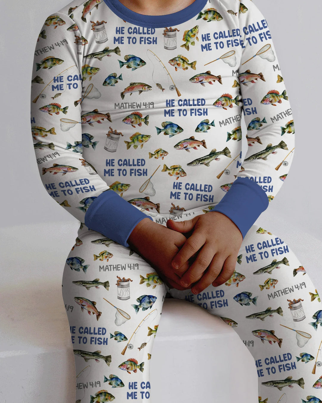 He Called Me To Fish Daddy & Me Matching Bamboo Two Piece Long Sleeve Pajama Set