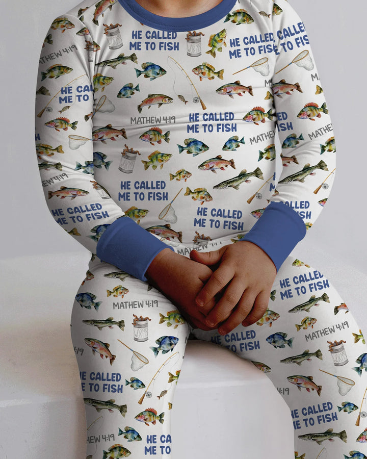 He Called Me To Fish Daddy & Me Matching Bamboo Two Piece Long Sleeve Pajama Set