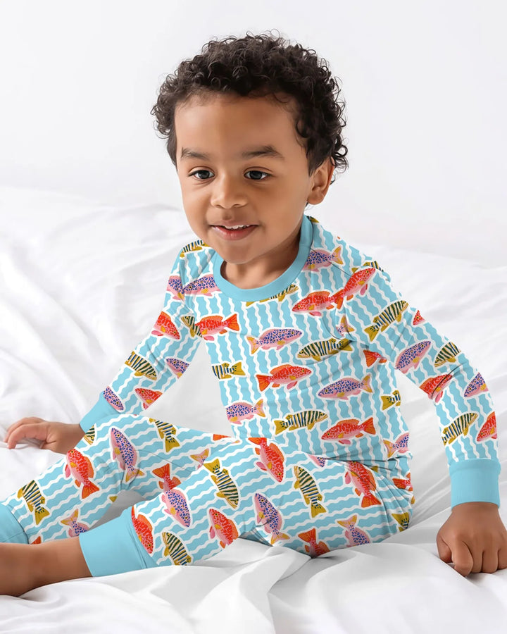 Zweiteiliges Langarm-Pyjama-Set mit Sommerfrüchten