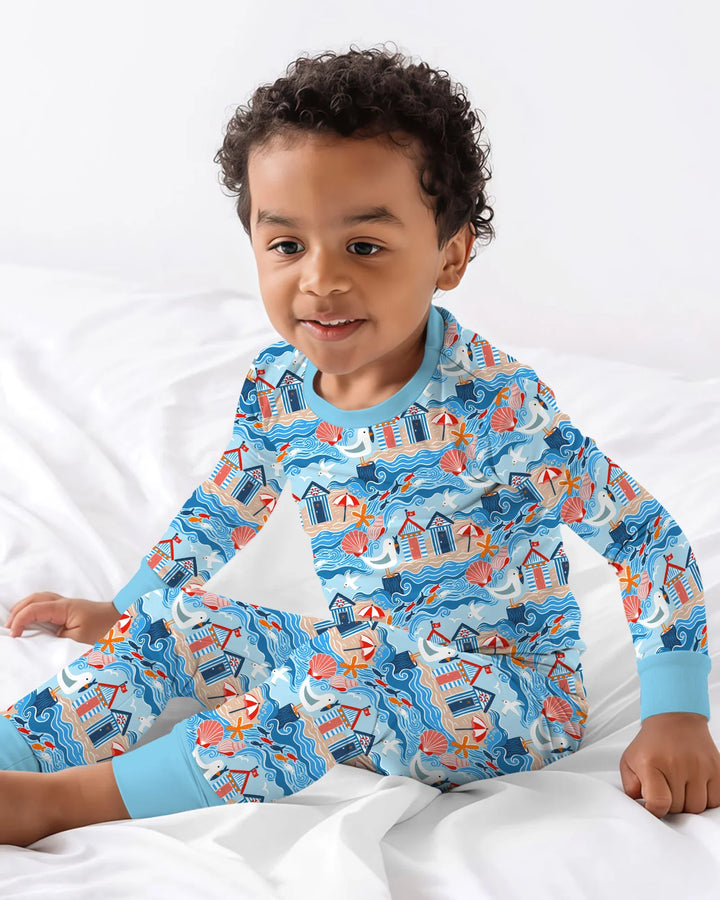 Little Beach Day Bamboo Two Piece Long Sleeve Pajama Set