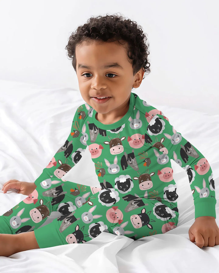 Farm Friends Family Matching Bamboo Two Piece Long Sleeve Pajama Set
