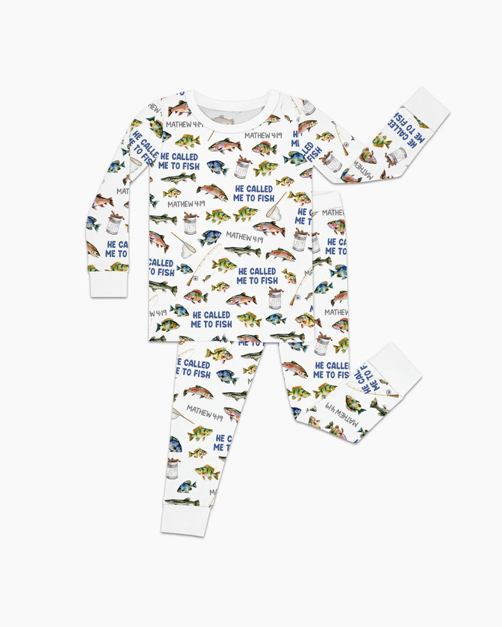 He Called Me To Fish Daddy & Me Matching Bamboo Two Piece Long Sleeve Pajama Set