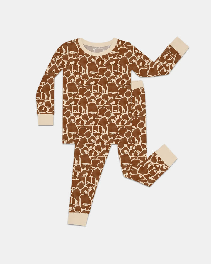 Conjunto de pijama de dos piezas de manga larga de bambú Wild Kingdom