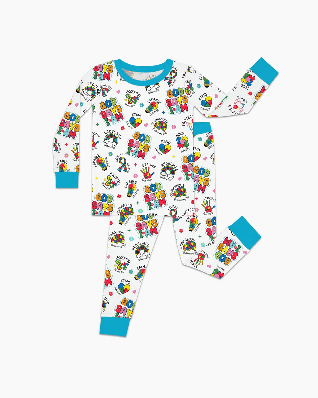 God Says I Am Autism Awareness Bamboo Two Piece Long Sleeve Pajama Set