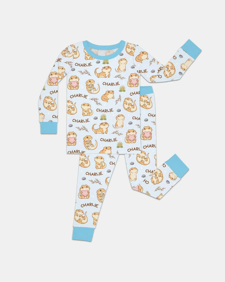 Custom Name Clueless Beardie Bamboo Two Piece Long Sleeve Pajama Set