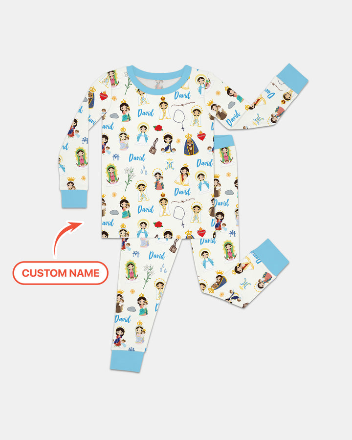 Zweiteiliges Langarm-Pyjama-Set mit Sommerfrüchten