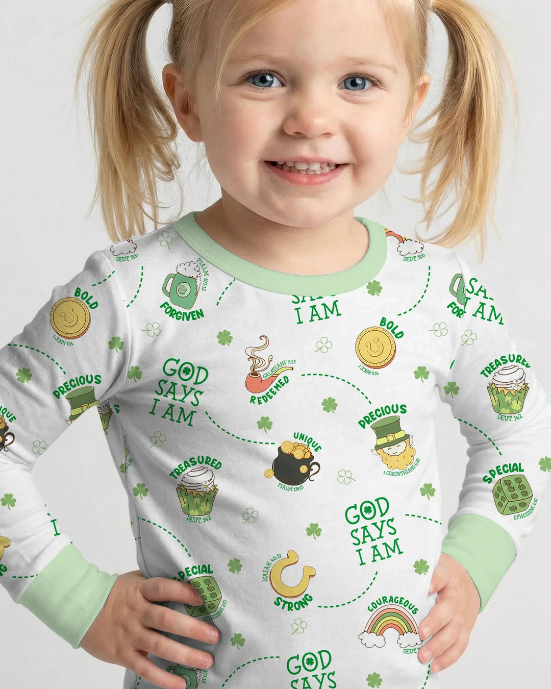 St Patrick's Day God Says I Am Two Piece Long Sleeve Pajama Set