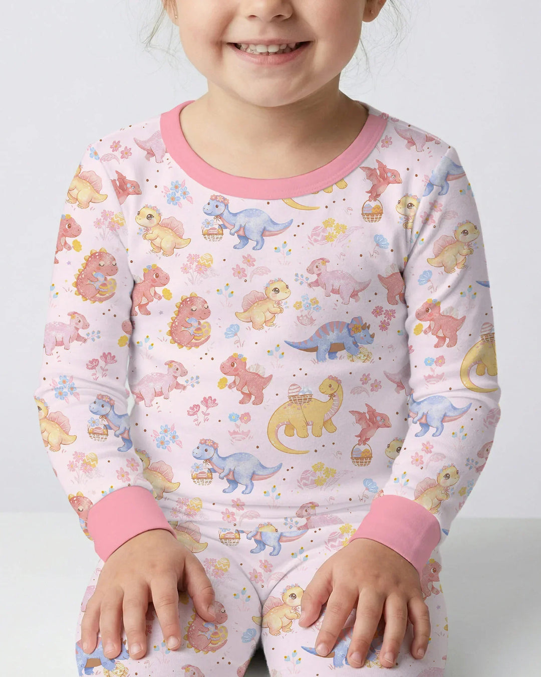 Dino Easter Two Piece Long Sleeve Pajama Set