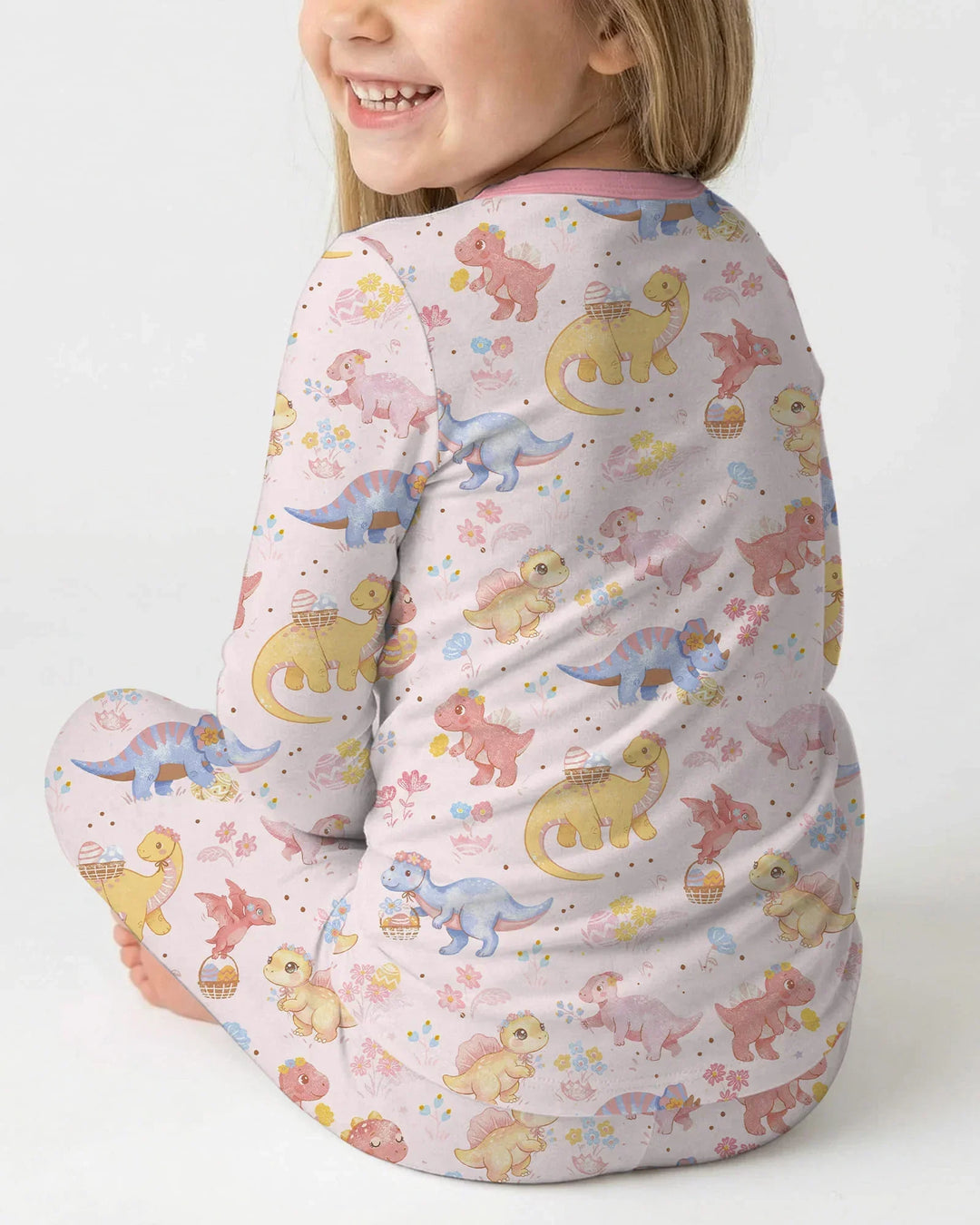 Dino Easter Two Piece Long Sleeve Pajama Set
