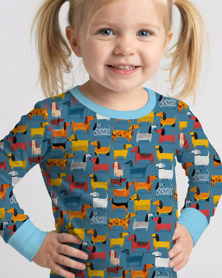 Whimsical Dachshund Bamboo Two Piece Long Sleeve Pajama Set