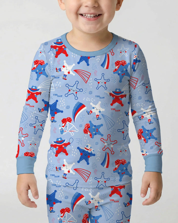 Howdy America Star Bamboo Two Piece Long Sleeve Pajama Set