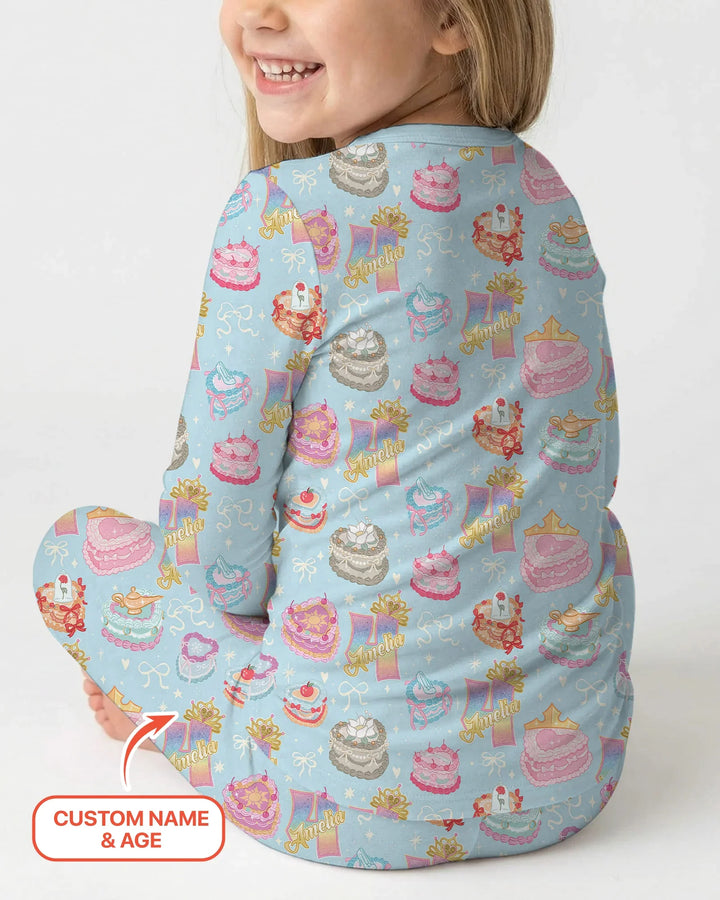 Custom Princess Baby Birthday Bamboo Two Piece Long Sleeve Pajama Set