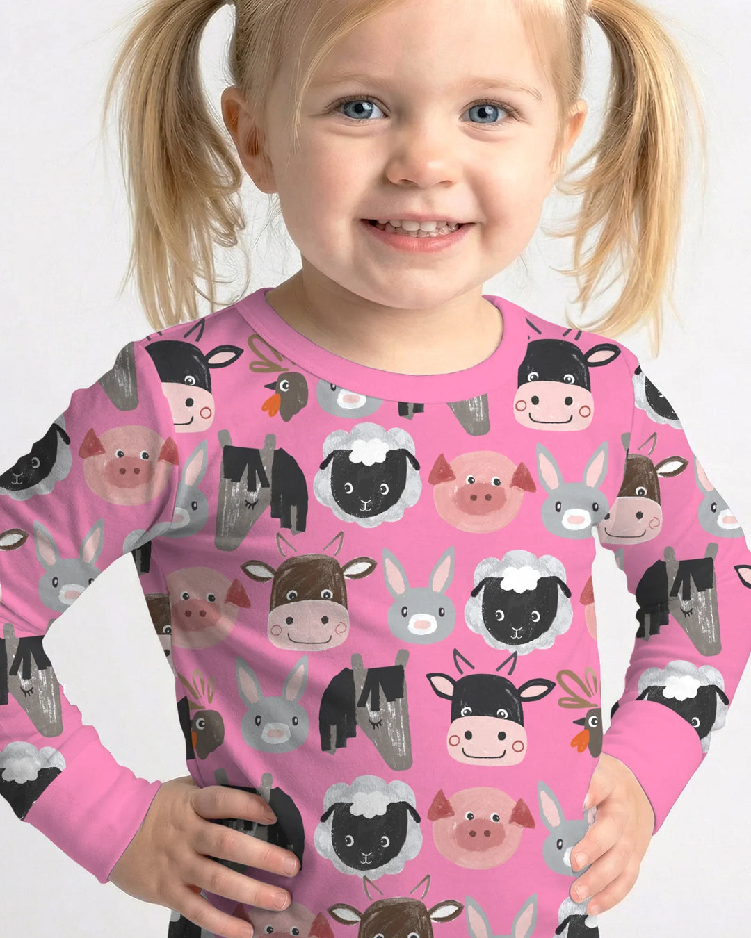 Farm Friends Family Matching Bamboo Two Piece Long Sleeve Pajama Set