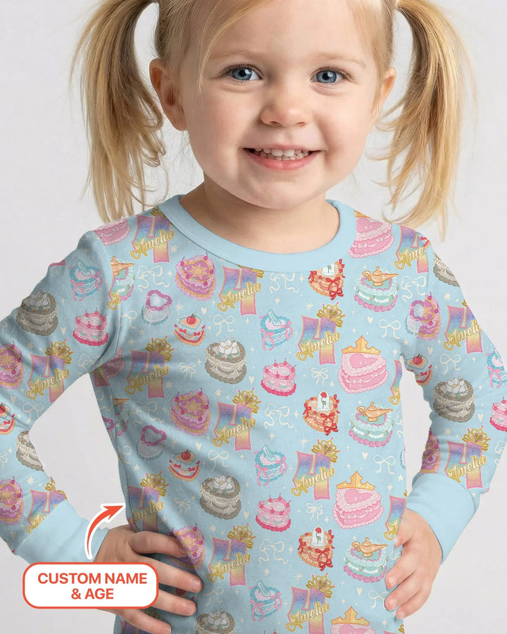 Custom Princess Baby Birthday Bamboo Two Piece Long Sleeve Pajama Set