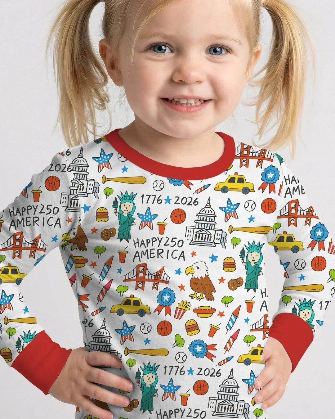 Happy 250 America 7626 Two Piece Long Sleeve Pajama Set
