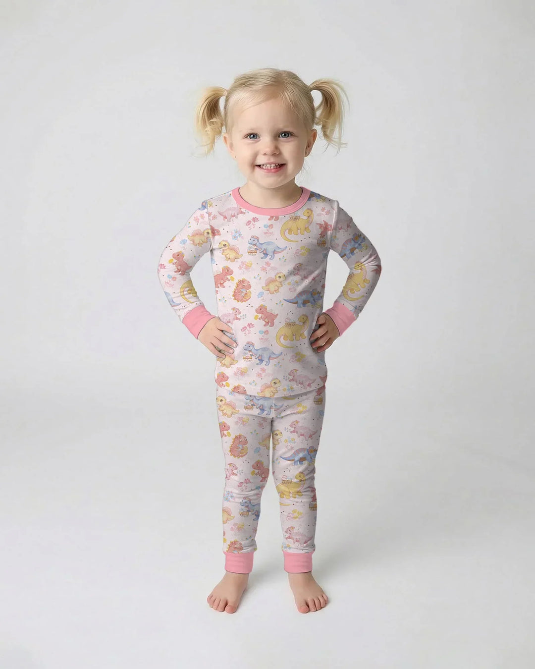 Dino Easter Two Piece Long Sleeve Pajama Set