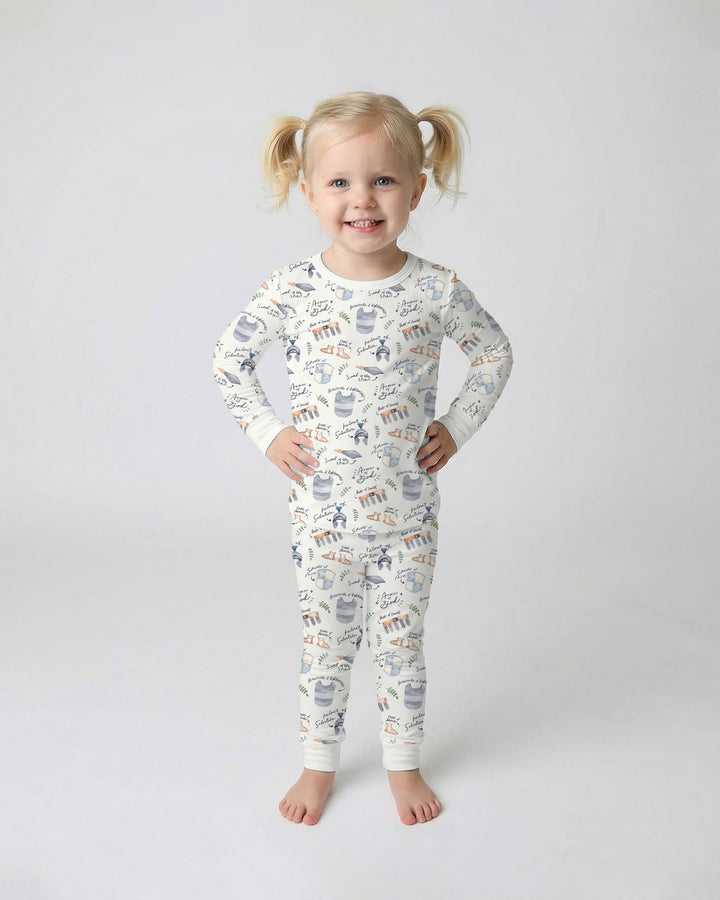 Zweiteiliges Langarm-Pyjama-Set mit Sommerfrüchten
