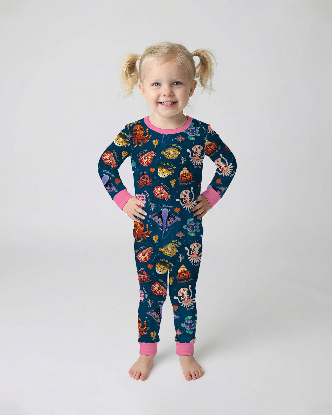 Zweiteiliges Langarm-Pyjama-Set mit Sommerfrüchten