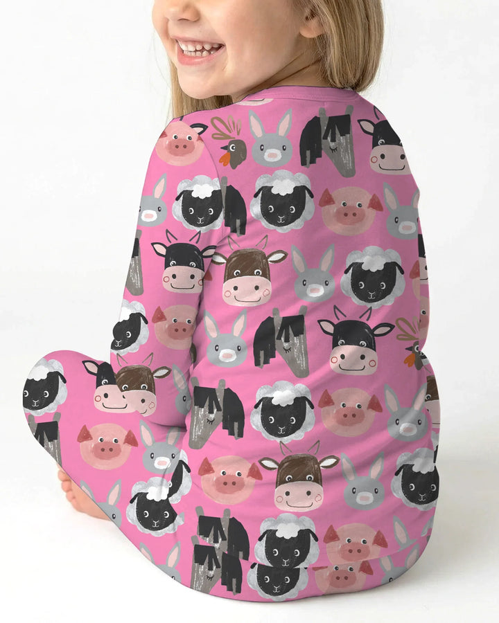 Farm Friends Family Matching Bamboo Two Piece Long Sleeve Pajama Set