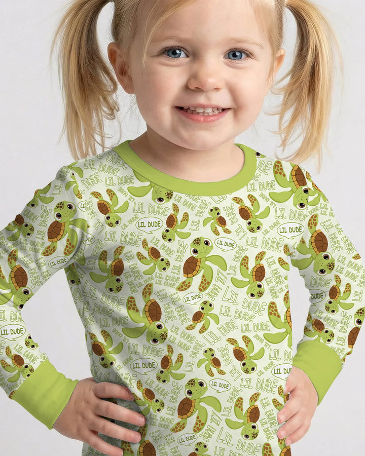 Father and Son Turtle Bamboo Two Piece Long Sleeve Pajama Set