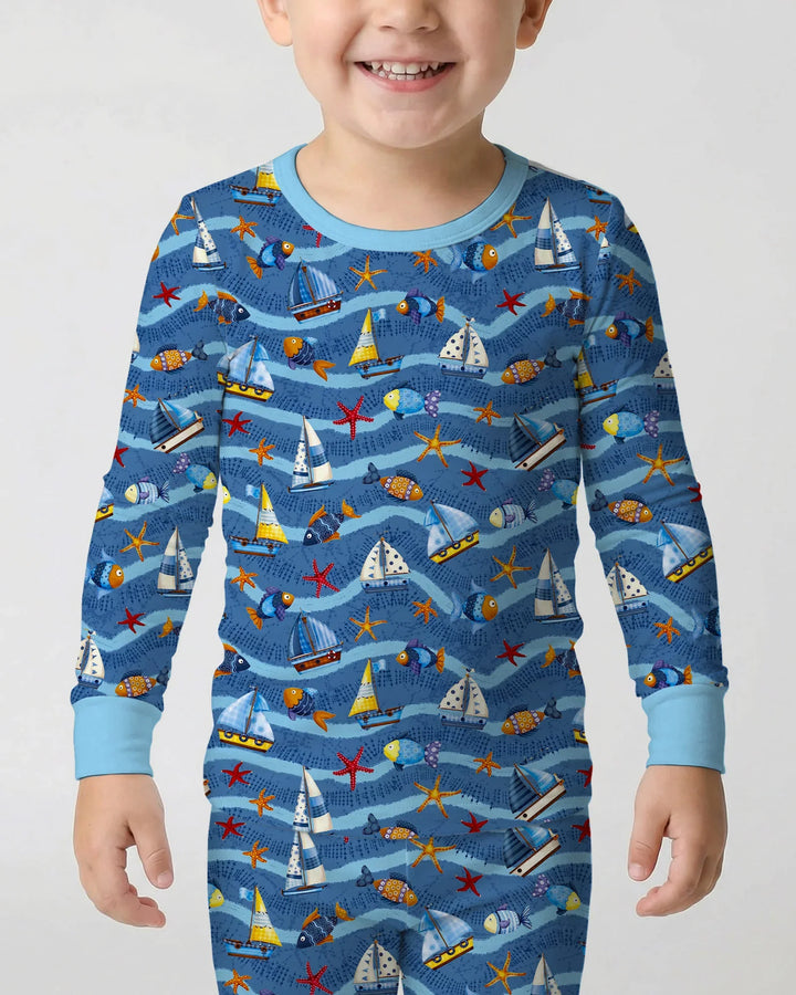 Zweiteiliges Langarm-Pyjama-Set mit Sommerfrüchten